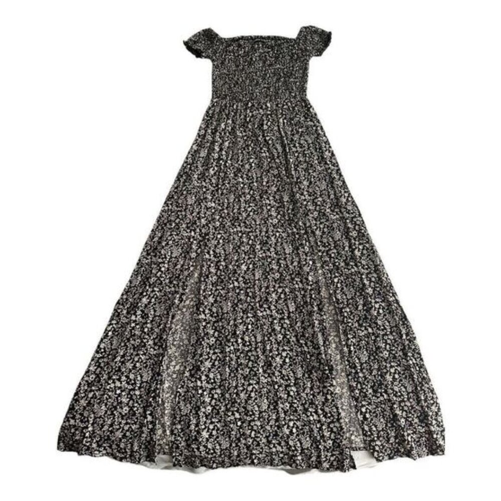 SHEIN Women's Chrysanthemum Ditsy Floral Smocked Off Shoulder Maxi Dress Medium